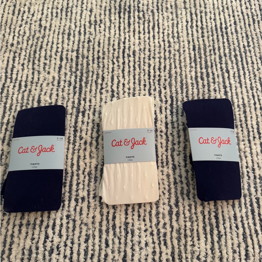 Cat & Jack Kids Tights - Navy and White (3 pairs)